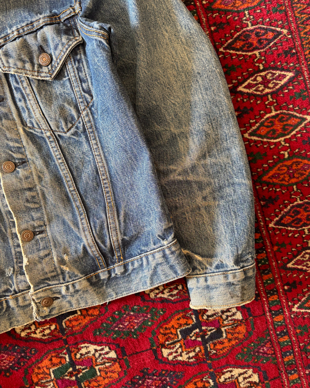 Vintage 1960s Levi’s big E jacket with leather elbow patch patches